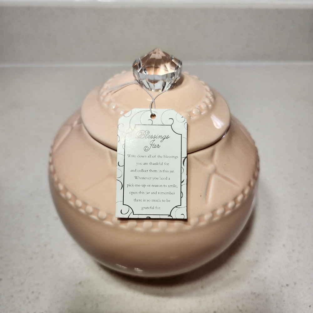 Ceramic Jar New With Tag. Grateful Thankful Blessed. Decorative with Lid - Picture 4 of 7